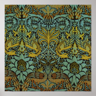 Peacock and Dragon William Morris Tapestry Design Poster