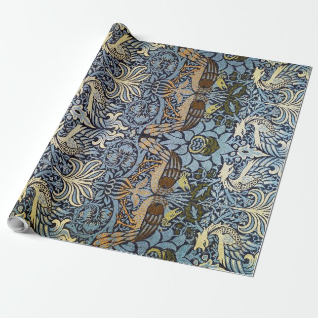 Peacock and Dragon, William Morris Wrapping Paper (Unrolled)
