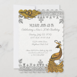 Peacock And Feather Birthday Card