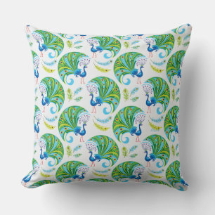 Peacock and Feathers Pattern Cushion