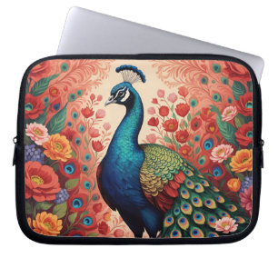 Peacock and flowers laptop sleeve
