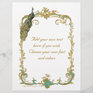 Peacock and French Baroque Golden Frame Stationery