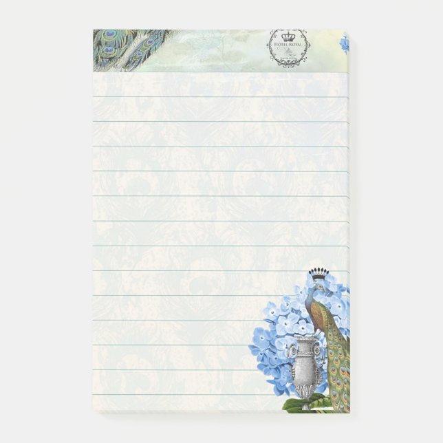 Peacock and hydrangea post-it notes (Front)