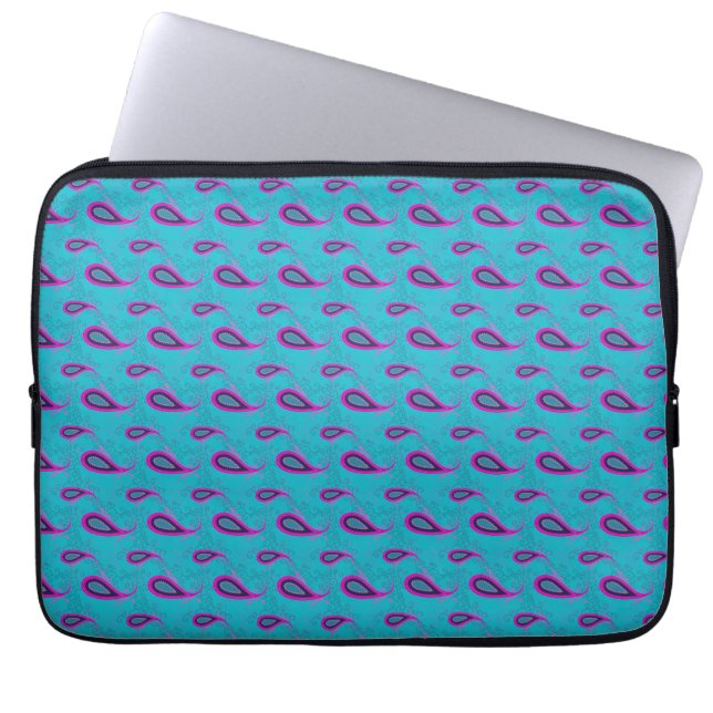 Peacock and Magenta Paisley Pattern Laptop Sleeve (Front)