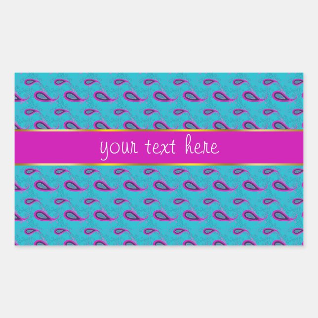 Peacock and Magenta Paisley Pattern Rectangular Sticker (Front)