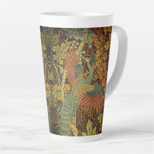 Peacock and oakleaf floral Victorian jacquard Latte Mug