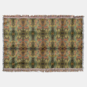 Peacock and oakleaf floral Victorian jacquard  Throw Blanket