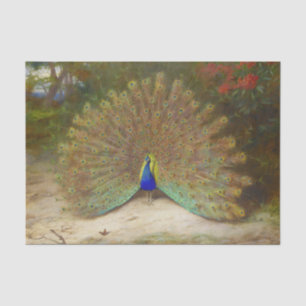 Peacock and Peacock Butterfly, Art Illustration Tissue Paper