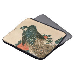 Peacock and Peonies by Hiroshige, Japanese Art Laptop Sleeve