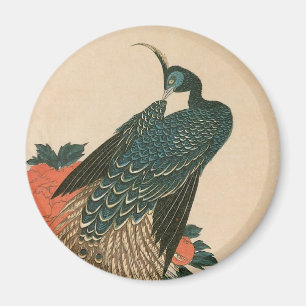 Peacock and Peonies by Hiroshige, Japanese Art Magnet