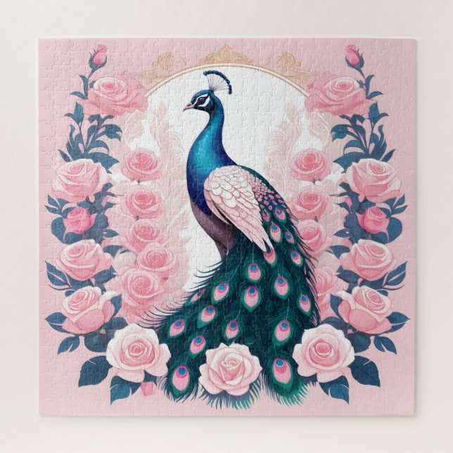 Peacock and Roses Jigsaw Puzzle (Vertical)