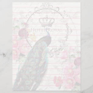 Peacock and spring flowers