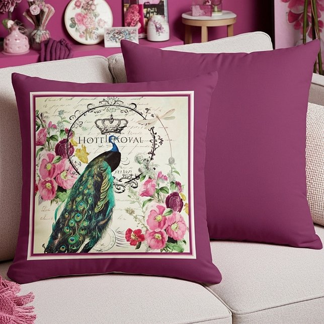 Peacock and spring flowers cushion (Creator Uploaded)