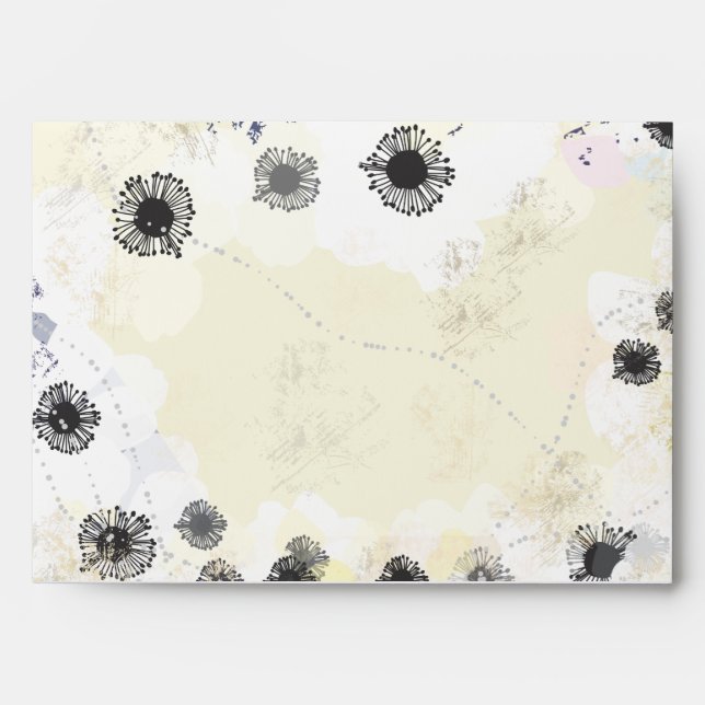 Peacock & Anemone Customisable Envelope Ivory (Front)