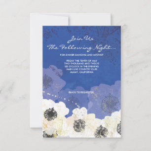 Peacock & Anemone Flowers Wedding Party Card