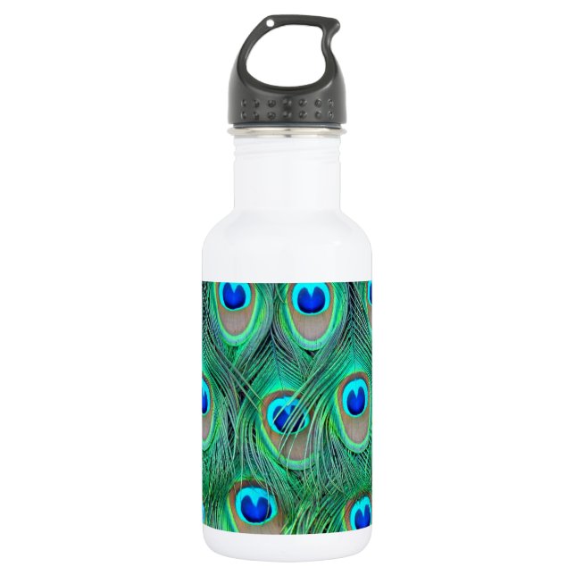 peacock animal print - feathers 532 ml water bottle (Front)