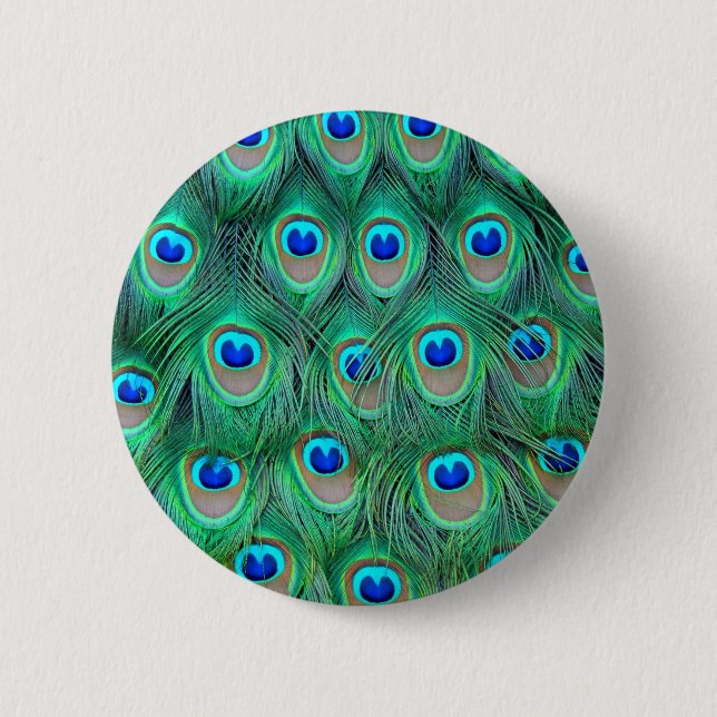 peacock animal print - feathers 6 cm round badge (Front)