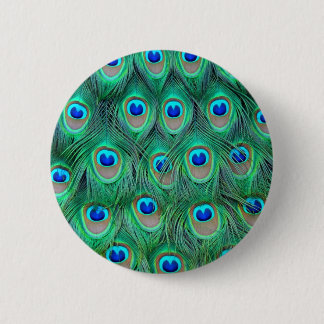 peacock animal print - feathers 6 cm round badge