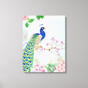 Peacock Animals Floral Bird Cool Peacock Canvas Print