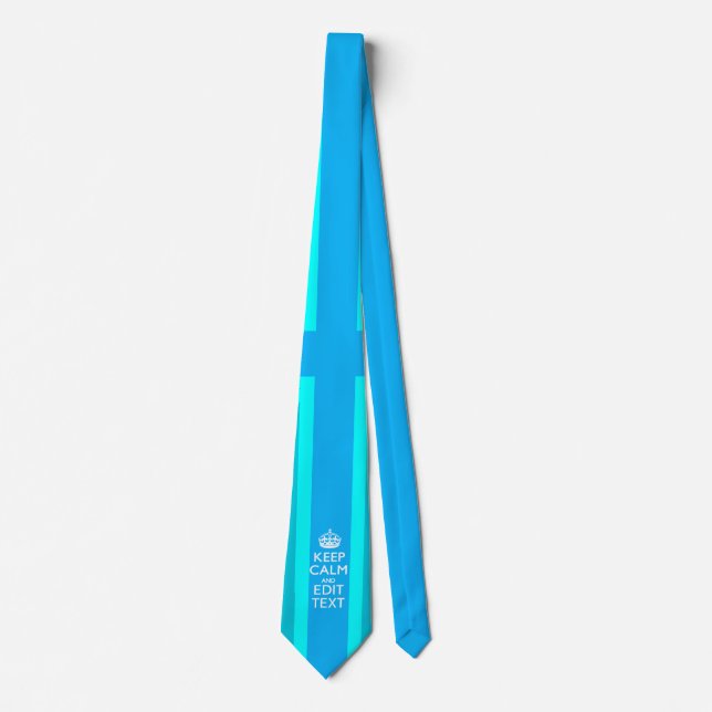 Peacock Aqua Keep Calm And Your Text Union Jack Tie (Front)