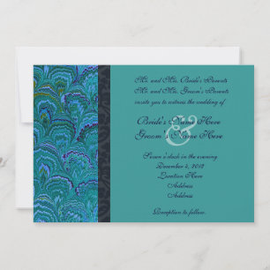 Peacock Aqua Wedding Invitation