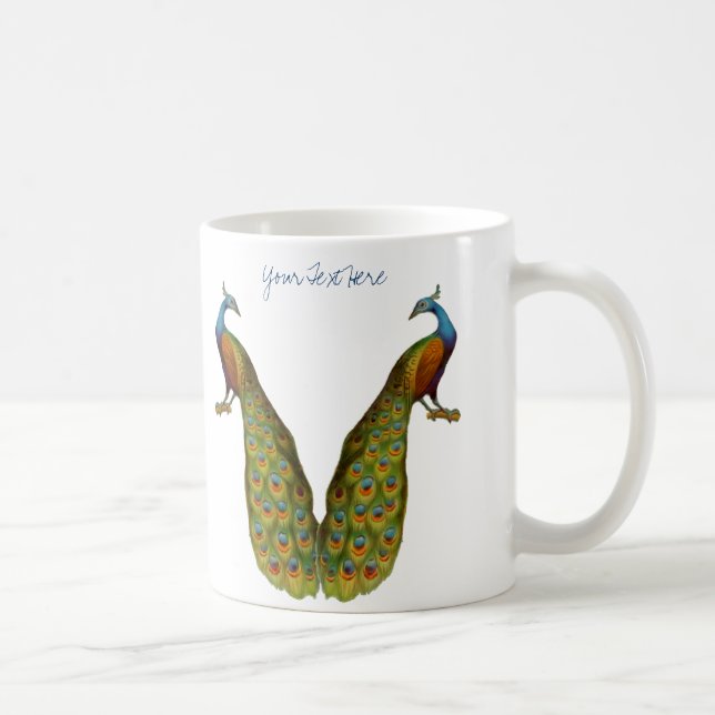 Peacock Art Bird Customisable Mug (Right)