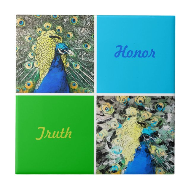 Peacock Art Ceramic Tile (Front)