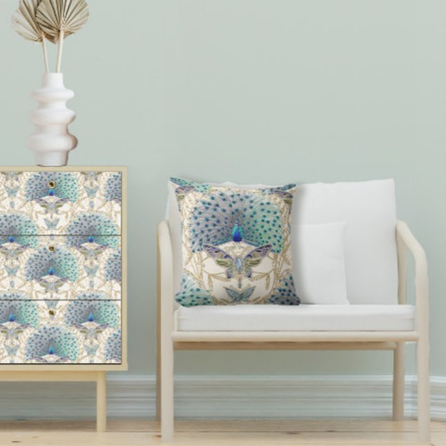 Peacock Art Deco Nouveau Butterfly Elegant Gold    Cushion (Creator Uploaded)
