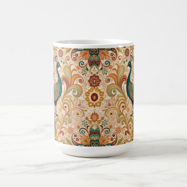 Peacock Art Morris Style Coffee Mug (Center)