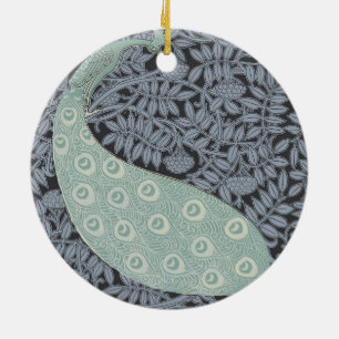 Peacock Art Nouveau Bird Classic Ceramic Ornament