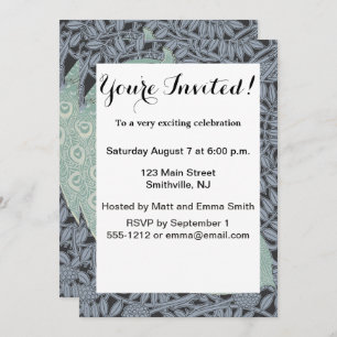 Peacock Art Nouveau Bird Classic Invitation