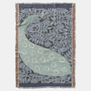 Peacock Art Nouveau Bird Classic Throw Blanket