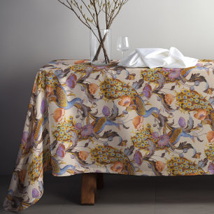 Peacock Art Nouveau Floral Pattern Tablecloth