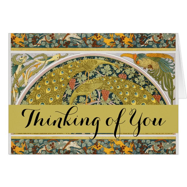 Peacock Art Nouveau Style round intricate design (Front Horizontal)