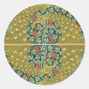 Peacock Art Nouveau Style round intricate design Classic Round Sticker
