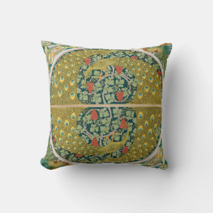 Peacock Art Nouveau Style round intricate design Cushion