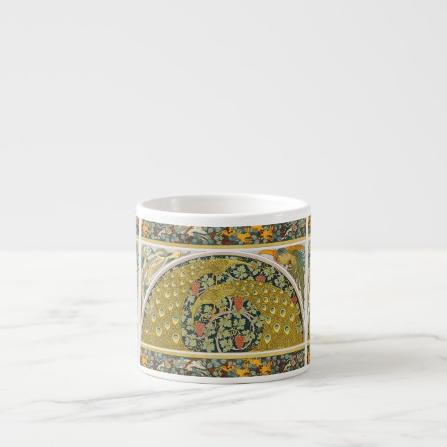 Peacock Art Nouveau Style round intricate design Espresso Cup (Front)