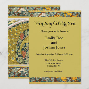 Peacock Art Nouveau Style round intricate design Invitation