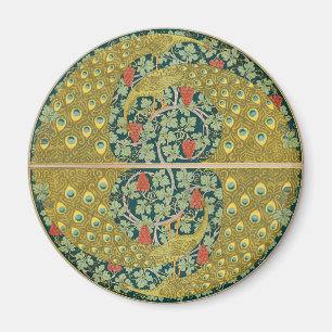 Peacock Art Nouveau Style round intricate design Magnet