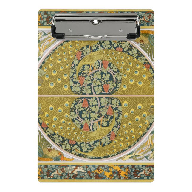 Peacock Art Nouveau Style round intricate design Mini Clipboard (Front)