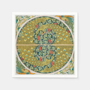 Peacock Art Nouveau Style round intricate design Napkin
