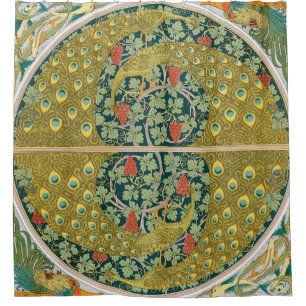 Peacock Art Nouveau Style round intricate design Shower Curtain