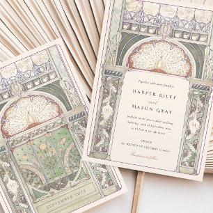 Peacock Art Nouveau Wedding Invitation