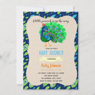 Peacock baby shower invitation