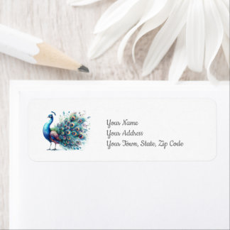 Peacock Baby Shower  Return Address Label