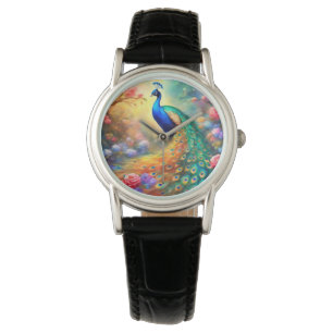 Peacock Bird 100 with flowers Watch