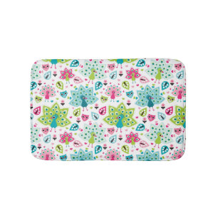 peacock bird and owl bath mat