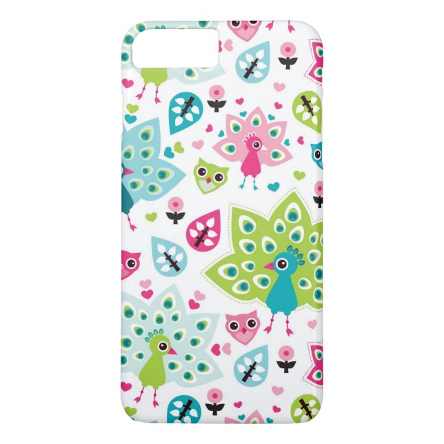 peacock bird and owl Case-Mate iPhone case (Back)