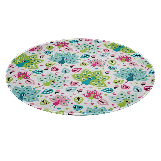 peacock bird and owl cutting board (Corner)
