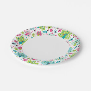 peacock bird and owl paper plate